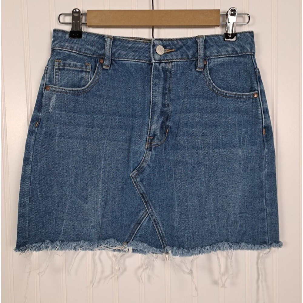 PacSun Denim Jean Mini Skirt Womens 26 Blue 100% Cotton Button Zipper Pockets